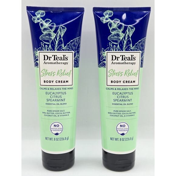 2x Dr Teal's Aromatherapy Stress Relief Body Cream Eucalyptus & Citrus RETIRED - Picture 1 of 2